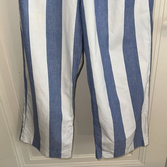 Vintage 70s Breeches Brand Blue and White Striped High Waisted Cotton Pants - Picture 4 of 9